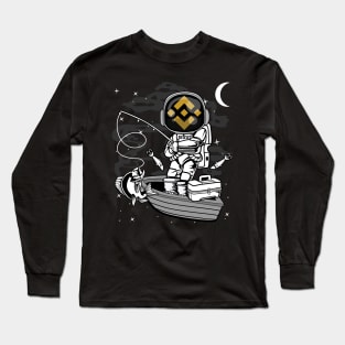 Astronaut Fishing Binance BNB Coin To The Moon Crypto Token Cryptocurrency Blockchain Wallet Birthday Gift For Men Women Kids Long Sleeve T-Shirt